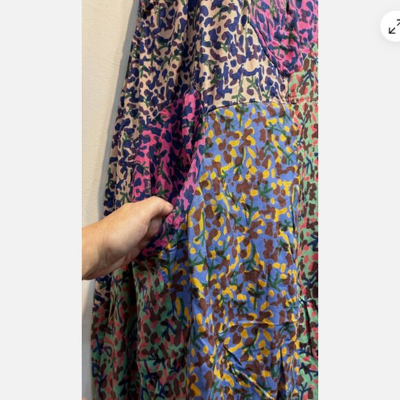 Nwt SACRED THREADS funky patch gypsy bohemian rayon sharkbite DRESS TUNIC M - Picture 3 of 4